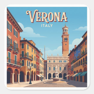 Piazza delle Erbe Verona Italy Quadratischer Aufkleber