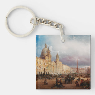 Piazza Navona Marché de Rome Années 1850 Art