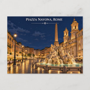 Piazza Navona Nacht-Ansichtskarte Postkarte