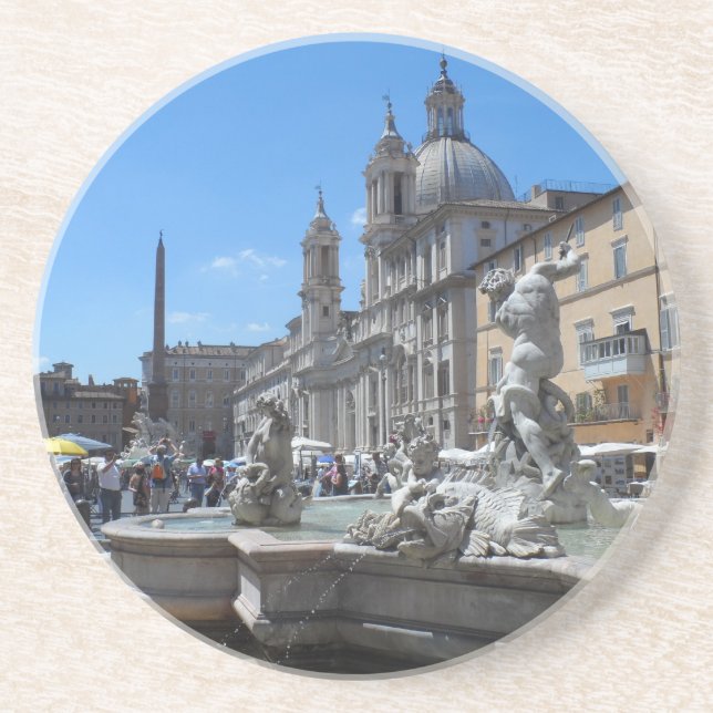 Piazza Navona- Rom, Italien Sandstein Untersetzer (Vorne)
