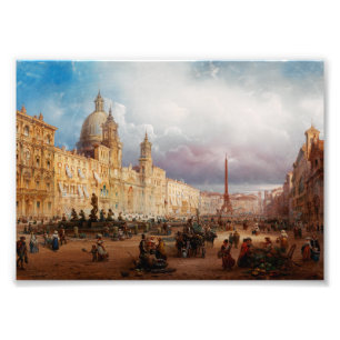Piazza Navona Rom Markt 1850er Jahre Kunst Fotodruck