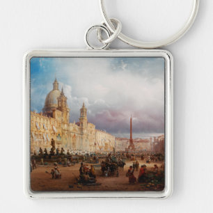 Piazza Navona Rom Markt 1850er Jahre Kunst Schlüsselanhänger