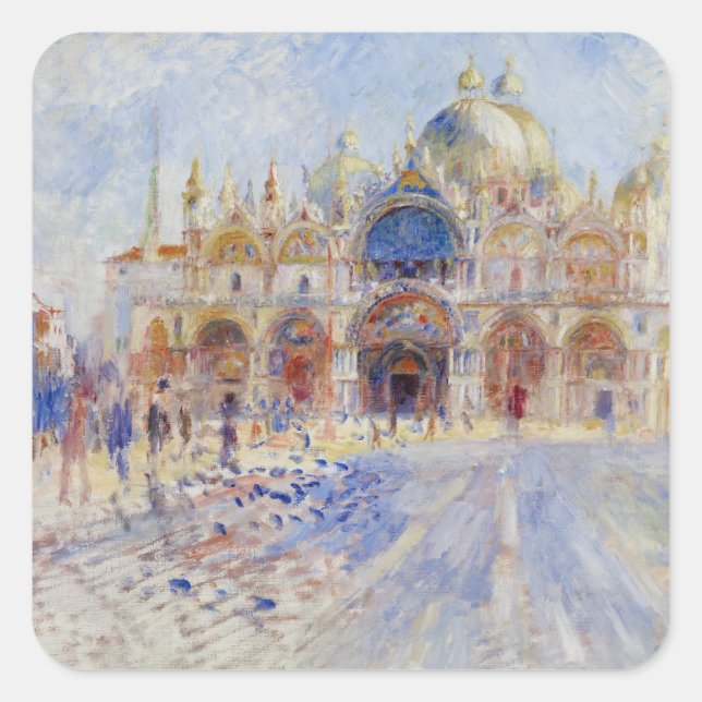 Piazza San Marco, Venedig, 1881 (Öl auf Leinwand) Quadratischer Aufkleber (Vorderseite)
