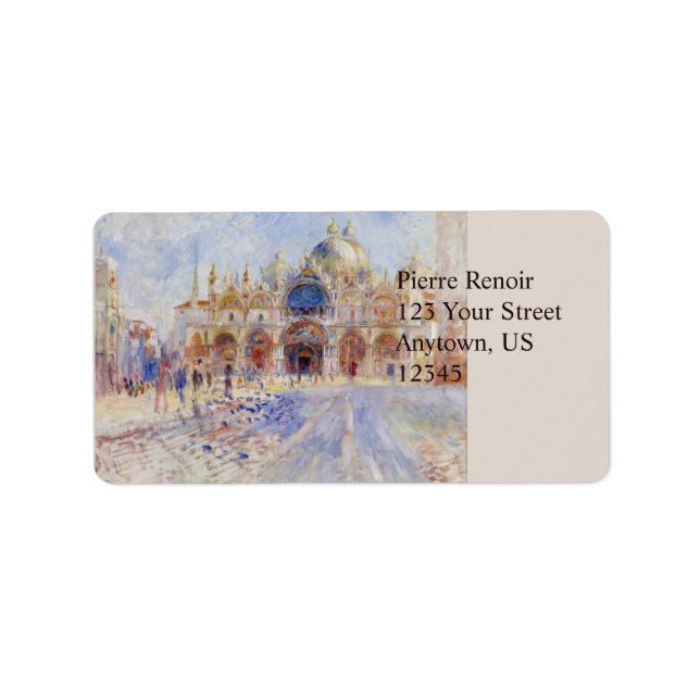 Piazza San Marco Venice von Pierre-Auguste Renoir Adressaufkleber (Vorne)