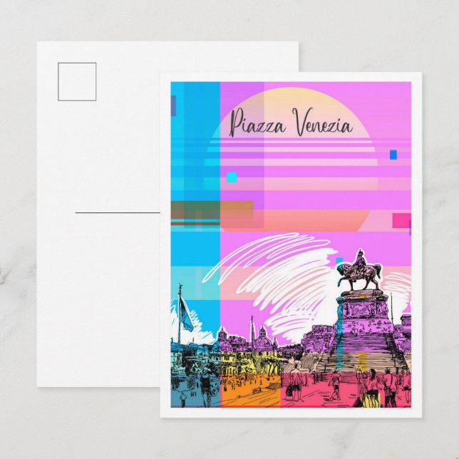 Piazza Venezia Kunst, Dichtung und Musik Postkarte (Vorne/Hinten)