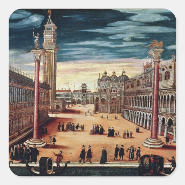 Piazzetta di San Marco, Venedig Quadratischer Aufkleber (Vorderseite)
