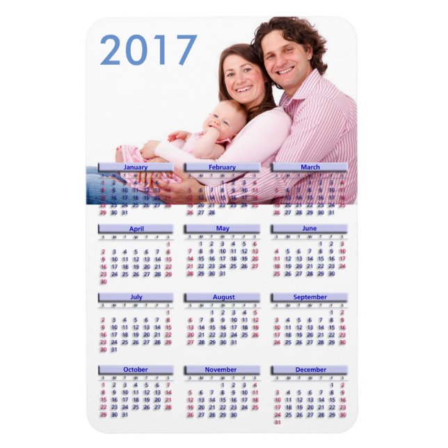 Pic Famille Cute 2017 Mini Magnet Calendrier (Vertical)