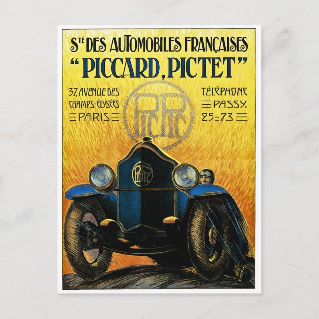 Picard Pictet Vintage Car Advertising Postkarte (Vorderseite)