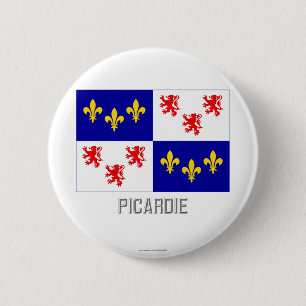 Picardie Flagge mit Namen Button