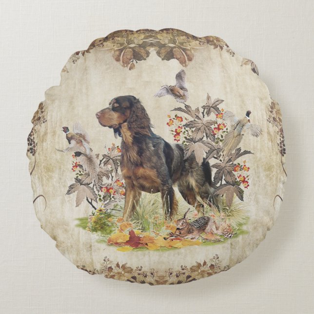 Picardie Spaniel, Vogeljagd Rundes Kissen (Vorderseite)