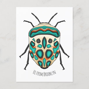 Picasso bug cartoon illustration postkarte