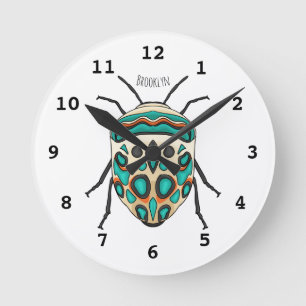 Picasso Bug Cartoon Illustration  Runde Wanduhr