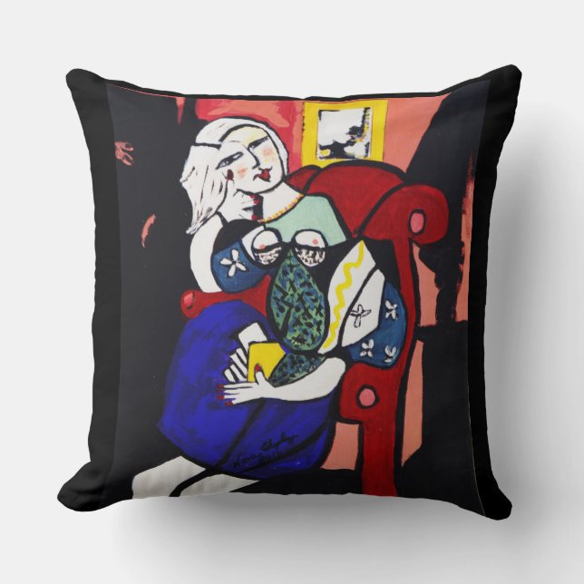 PICASSO DURCH NORA-MÄDCHEN MIT BUCH KISSEN (Vorderseite)