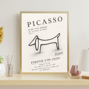 Picasso-Hunde-Skizze Minimalistische Hunde-Kunst Poster