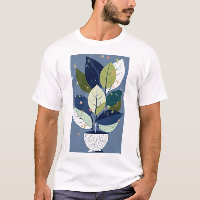 Picasso Inspiriert Pflanze T-Shirt (Vorderseite)