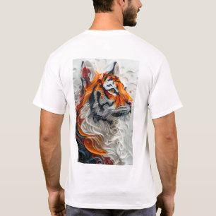 Picasso Style Abstrakt Tiger 3D Graphic White T-Sh T-Shirt