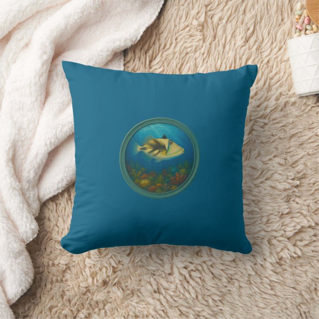 Picasso Trigger Fish Ozean Blau Kissen (Decke)