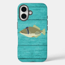 Picasso Trigger Fish Türkis Holz iPhone 16 Hülle