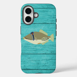 Picasso Trigger Fish Turqouise Wood iPhone 16 Fall Hülle