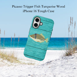 Picasso Trigger Fish Turqouise Wood iPhone 16 Fall Hülle