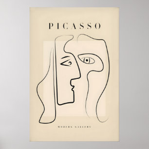 Picasso Zwei Gesichter Abstrakte Profile Linienkun Poster