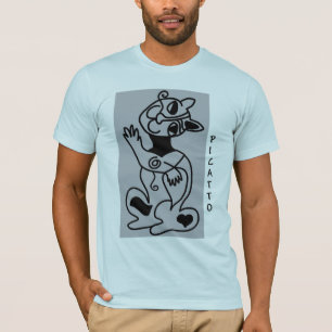 PICATTO Schwarzes auf Blau T-Shirt