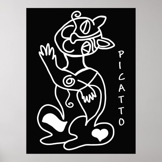 Picatto weiß auf schwarz poster (Vorne)