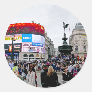 Piccadilly Circus - Berufliches Foto Runder Aufkleber