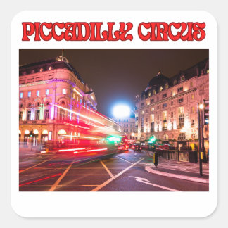 Piccadilly Circus Square Sticker White Background