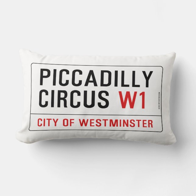 Piccadilly Circus Street Sign Lendenkissen (Vorderseite)