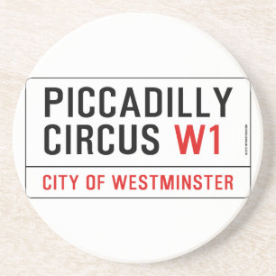 Piccadilly Zirkus-Straßenschild Sandstein Untersetzer