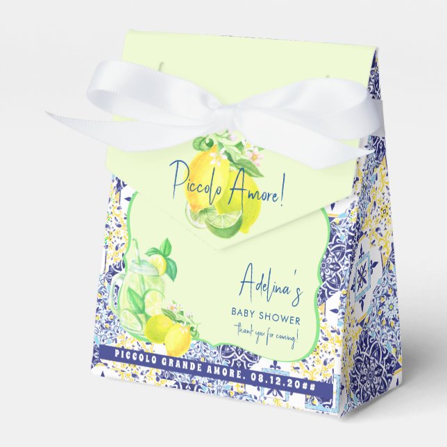 Piccolo Amore Blue Lemon Baby Dusche Begrüßungszei Geschenkschachtel (Vorderseite)