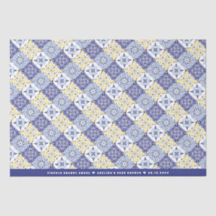 Piccolo Amore Italian Tiles Blue Lemon Baby Shower Seidenpapier
