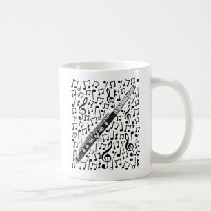Piccolo mit Musical Notes, Woodwind Musiker Kaffeetasse