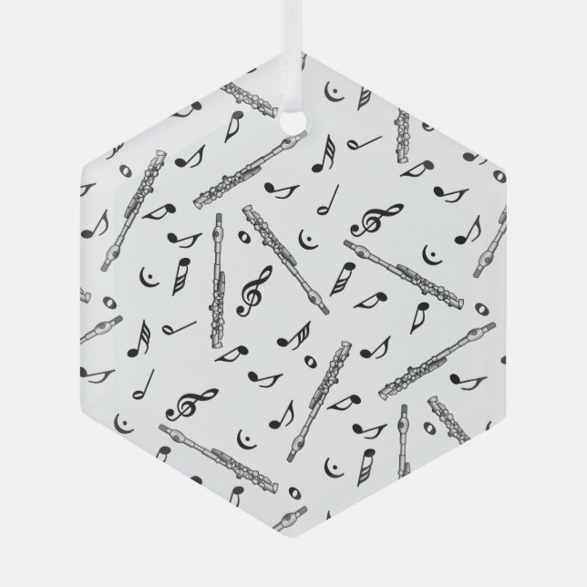 Piccolo Musiknote Pattern Ornament Aus Glas (Vorderseite)