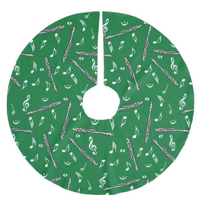 Piccolo Musiknote Pattern Polyester Weihnachtsbaumdecke (Vorderseite)