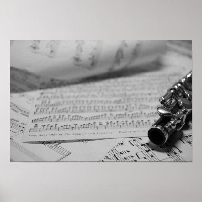 Piccolo und Notenposter Poster (Vorne)