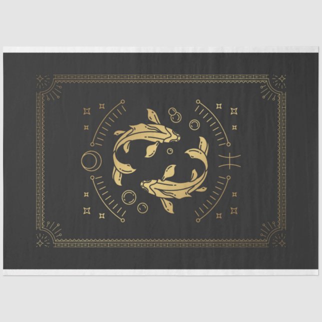 Pices Black and Gold Myscape Tarot Horoskop Seidenpapier (Vorderseite)