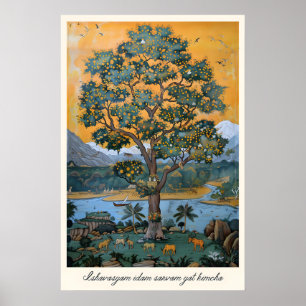 Pichwai Baum des Lebens Kunstprint indische Spirit Poster