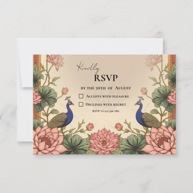 Pichwai Inspired Indian Wedding RSVP Card (Vorderseite)