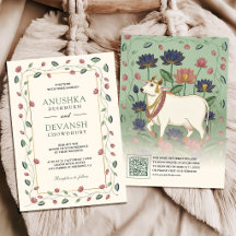 Pichwai Kamdhenu Kuh und Lotus indische Hochzeit