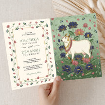 Pichwai Kamdhenu Kuh und Lotus indische Hochzeit