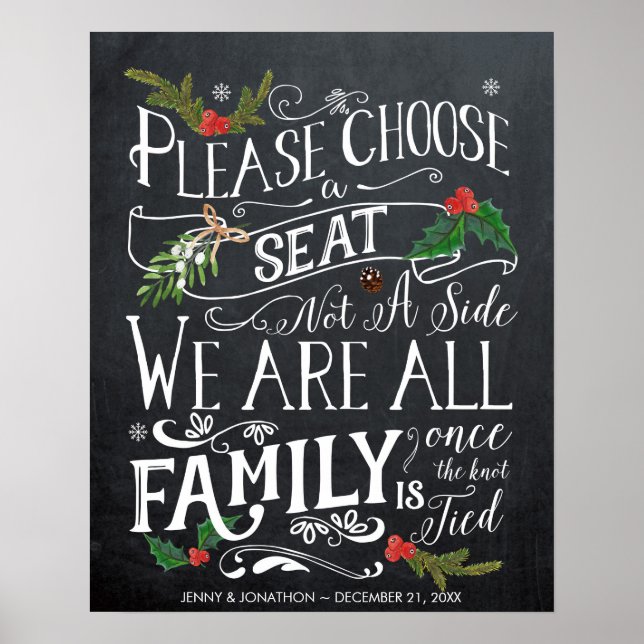 pick a seat not a side christmas wedding sign poster (Vorne)