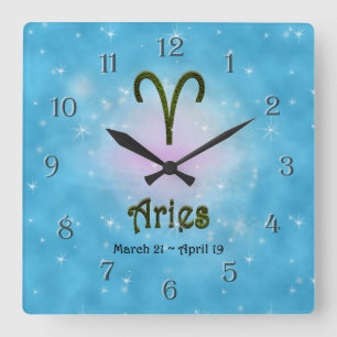Pick Color Aries Zodiac Astrologisches Zeichen Quadratische Wanduhr