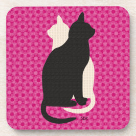 Pick Color Schwarz-weiß Cat Duo Yin Yang Style Getränkeuntersetzer