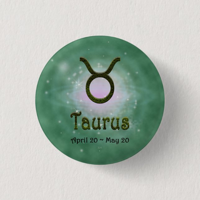 Pick Color Taurus Zodiac Astrologisches Zeichen Button (Vorderseite)