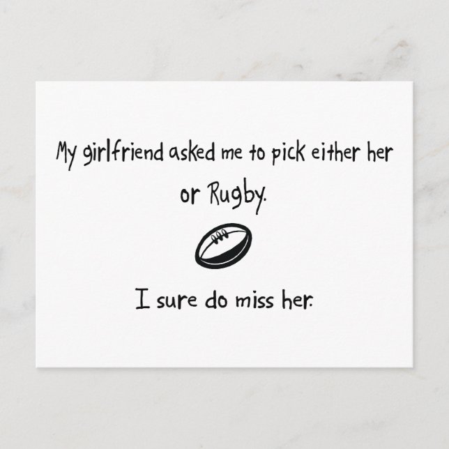 Pick Girlfriend oder Rugby Postkarte (Vorderseite)