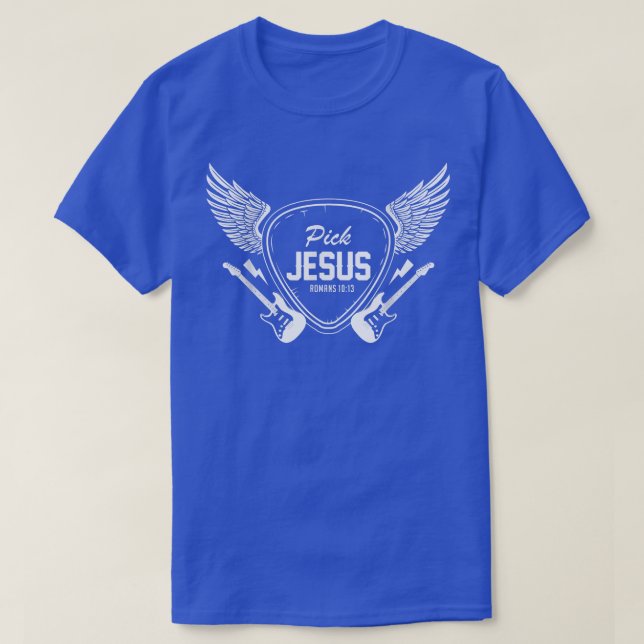 Pick Jesus Christlich Church Band Gitarrist Gitarr T-Shirt (Design vorne)
