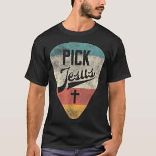 Pick Jesus Christlich Music Pastor Gitarre Retro V T-Shirt