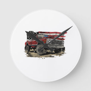 Pick-up-Truck der ersten Generation, alter Truck, Runde Wanduhr